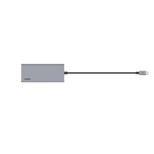 Belkin USB-C Hub 7 in 1 Multimedia Hub Gen 2 | USB-C dock, MacBook, Chromebook, PC, USB-A ports, HDMI, SD card, portable hub, space gray