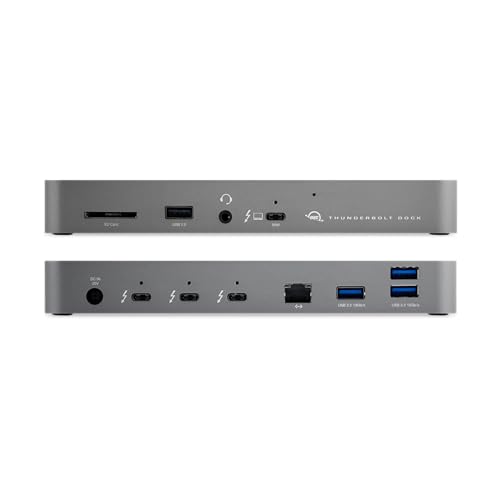 OWC 11-Port Thunderbolt Dock for Mac/PC with 96W PD and 3X Thunderbolt 4 | Thunderbolt 4 dock, 40Gb/s, 96W charging, 3x Thunderbolt 4, 3x USB A 10Gb/s, USB 2.0, 1GbE, SD UHS-II, 3.5mm audio - size: DOCK, style: Thunderbolt 4