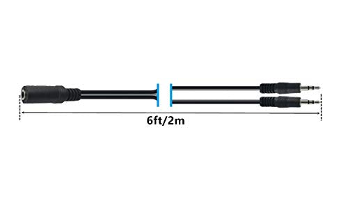3.5mm Audio Splitter Cable, Dual Device AUX Adapter for PC Headphones | Aluminum Connector, Stereo Audio Sharing, PC Laptop Gaming Speaker Headphone Compatible, Plug & Play Design - size: 6ft