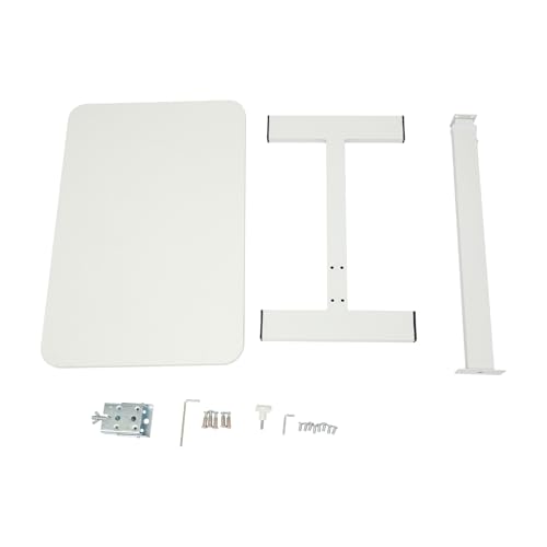 Overbed Table with Hidden Wheels, Bedside Table with Height Adjustable, H-Shaped Base, White Modern Rolling Table Tray & Laptop Cart for Laptop, Reading & Dining