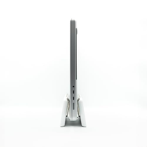 Raico Verical Laptop Stand MacBook Walnut Wood Dual Laptop Vertical Setup Holder Stand (Matte White, Single Slot | Adjustable) - color: Matte White, size: Single Slot | Adjustable