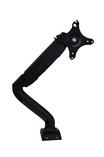 Single Monitor Arm Desk Mount, Computer Monitor Arm Mount w/2 USB Ports Adjustable Height Single Riser, Universal Clamp, Computer Riser, Work from Home Accessories