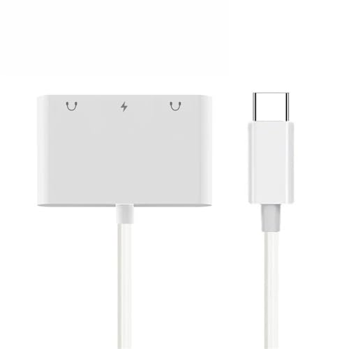 Cablecc 5Gbps USB-C Type C Male to Dual 3.5mm Audio AUX & MIC Sound Card with PD Power Charge Adapter Compatible with Laptop Tablet Phone - style: USB-C to Dual audio 3.5+PD