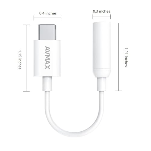 AVMAX USB C to 3.5mm Audio Headphone Adapter HiFi 2 Pack,Type c to Aux Female Cable for 16 15 Plus, S24 S23 S22 S21 S20 and More Type c Devices(Classic white2) - style: Classic White2
