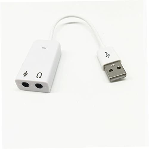 Healifty USB Wired Sound Card Adapter with Channel Sound USB Powered External Audio Converter for Notebook Laptop Speakers Driverless Plug and Play White Cable
