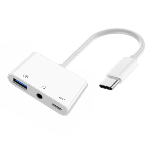 chenyang 3 in 1 USB C to 3.5mm Audio AUX & USB 2.0 Socket OTG Adapter with PD 15W Charge for Laptop Tablet Phone - style: 3.5mm/USB3.0 3-in-1