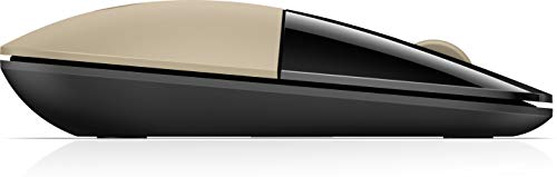 HP Z3700 Gold 2.4 GHz USB Slim Wireless Mouse with Blue LED 1200 DPI Optical Sensor, Up to 16 Months Battery Life - color: Gold
