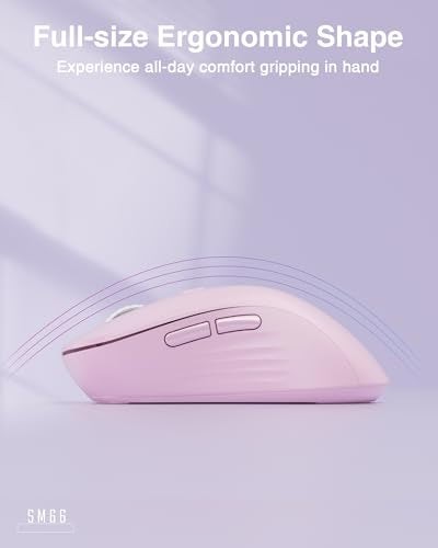 SOLAKAKA SM66 Pink Silent Dual Mode 2.4GHz Wireless Mouse, Adjustable 4200 DPI,Rechargeable Wireless Computer Mouse for PC Mac Laptop, Desktop - color: pink