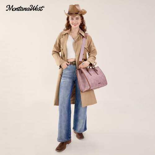 Montana West Laptop Tote Bag for Women 15.6 Inch Computer Bags Business Office Work Briefcase With Adjustable Shoulder Strap - color: Pink
