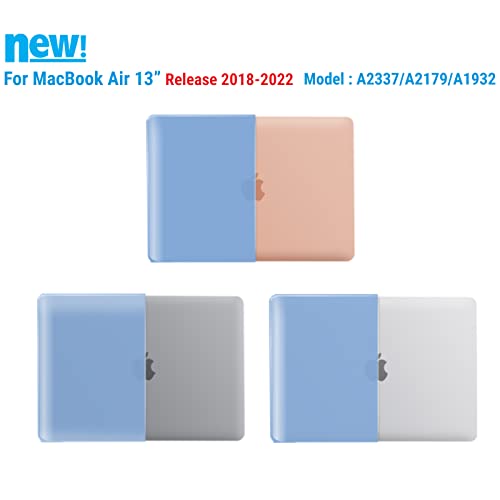 IBENZER Compatible with New MacBook Air 13 inch case 2022 2021 2020 M1 A2337 A2179 A1932, Hard Shell Case&Keyboard Cover&Screen Film for Mac Air 13 with Touch ID (2018-2022), Airy Blue, AT13ARBL+2 - color: Airy Blue