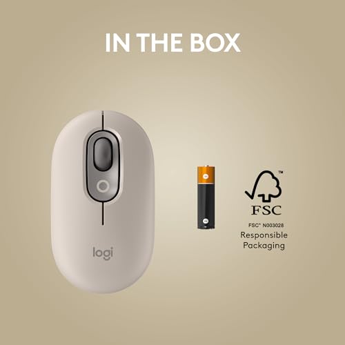 Logitech POP Mouse, Compact and Portable Wireless Bluetooth Mouse - Mist | Compact, portable design, programmable buttons, easy-switch between up to 3 devices, compatible with Laptop, Tablet, PC - color: Mist