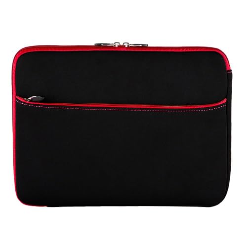 Travel Neoprene 13" Laptop Sleeve with Water Resistant Protection, Front Pocket - Compatible with SurfaceBook (Red) - color: Black/Red