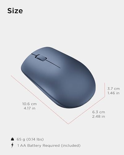 Lenovo 530 Wireless Mouse with Battery, 2.4GHz Nano USB, 1200 DPI Optical Sensor, Ergonomic for Left or Right Hand, Lightweight, GY50Z18986, Abyss Blue - color: Abyss Blue