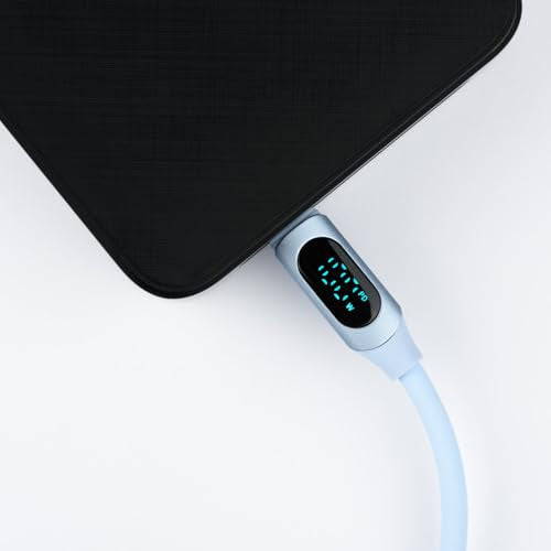 MyVolts Step Up USB-C to USB-C PD Cable with LCD Power Meter, Sky Blue - color: Sky Blue, size: USB-C to USB-C