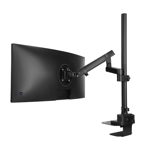 AVLT Single 40 Inch Monitor Arm Pole Top Mount with USB-C&A Ports - Black | Supports 26.4 lbs (12kg), Ultrawide Screen Fit, VESA Compatible, Tilt, Swivel, Rotate, Ergonomic Adjustable Height, Durable - color: Black-Monitor Arm