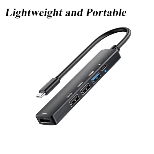 5 in 1 USB C Hub with 4K HDMI, PD 100W Fast Charging Type C Adapter, Multi-Port USB C Converter Compatible with Windows, MacOS, Linux sysytem; Support MacBook Air/Pro/ M1/ M2, Chromebook, XPS