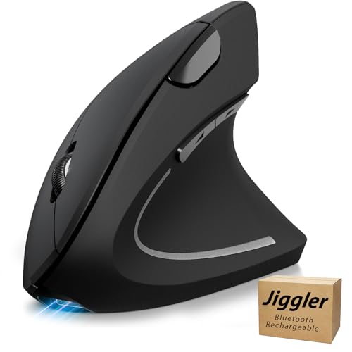 TECKNET Ergonomic Mouse with Jiggler, Bluetooth Wireless Vertical Mouse, 4800DPI Rechargeable Carpal Tunnel Mouse, Undetectable Random Movement Keeps Computers Awake for PC, Laptop, Mackbook - color: Dark Grey