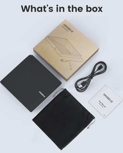 ORIGBELIE External CD DVD Drive, Portable USB C & A DVD Optical Disc Drive | USB 3.0 CD ROM DVD +/-RW Player Burner Reader Writer for MacBook Laptop iMac Desktop PC Windows 11/10/8/7/XP Linux Mac OS - size: 5.6" x 5.6" x 0.7"