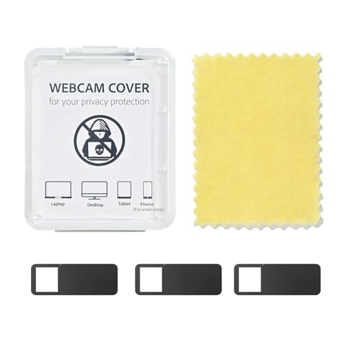 3 Pcs Camera Cover Slide, Compatible with MacBook, Laptop, PC, iMac, iPhone, Protect Privacy and Security 0.03 inch, Ultra-Thin Rectangle Webcam Cover with Case/Cleaning Cloth, 1.01X0.37 in - color: Black-M-3-Pack, size: Medium
