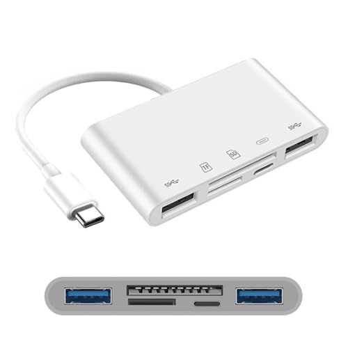 chenyang 5 in 1 USB C to 2 USB 3.0 TF Micro SD SDXC SDHC Card Reader Adapter 5Gbps Compatible with PD 27W for Laptop Tablet Phone - style: SD/TF 5-in-1