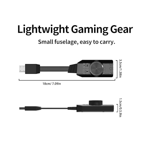 USB Sound Card Virtual 7.1 Surround Sound USB External Sound Card Adapter with PUBG Sound Effects for PC/PS4/PS5/Mac/Gaming Headset,Plug and Play