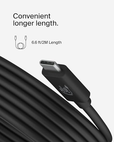 Belkin USB-C to USB-C Cable, USB4, 6.6ft | High-speed data transfer and charging, compatible with MacBook, iPad, Samsung Galaxy, and Windows laptops - style: 6.6 ft