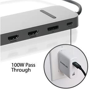 IOGEAR USB-C Triple Display Dock Station - 4K 60Hz - 2 HDMI - 1 DisplayPort - 4 USB 3.0 - Ethernet - 3.5mm Audio - USB-C 100W PD - MacBook Pro/Air Thunderbolt 3 - Type C Laptop - GUD3C4K3