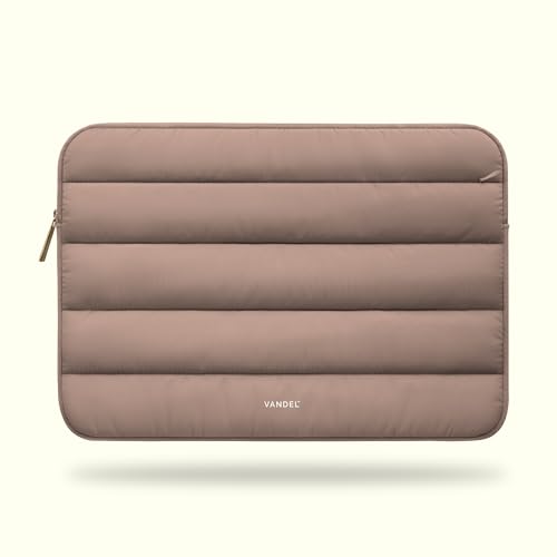 Vandel Puffy Laptop Sleeve Case for 13-14 inch Laptop Sleeve Bag Case | Zipper Pocket, Compatible with MacBook Air 13, Pro 14/13 iPad Pro 12.9, HP Dell ASUS, Computer Bag Cover - color: Latte