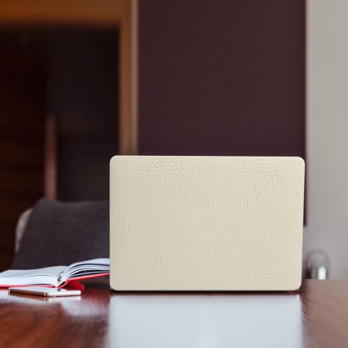 Funut for MacBook Air 13.6 inch Case M5 M4 M3 M2 2022-2024 2025 2026 Release A3449 A3240 A3113 A2681 with Touch ID, Crocodile MacBook Air 13 M5 Leather Hard Shell Case & Keyboard Cover, Pudding - color: 01Pudding, size: 2022-2026 MacBook Air 13.6 inch M2