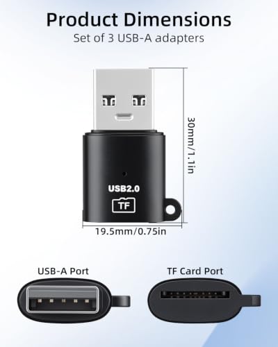 Micro SD Card Reader,SD Card Reader to USB A,USB A to TF-Card Reader Compatible with Micro SDXC,Micro SDHC,Micro SD,Phone,Pad,Laptop (3-Pack) - color: USB A to TF-Card Reader