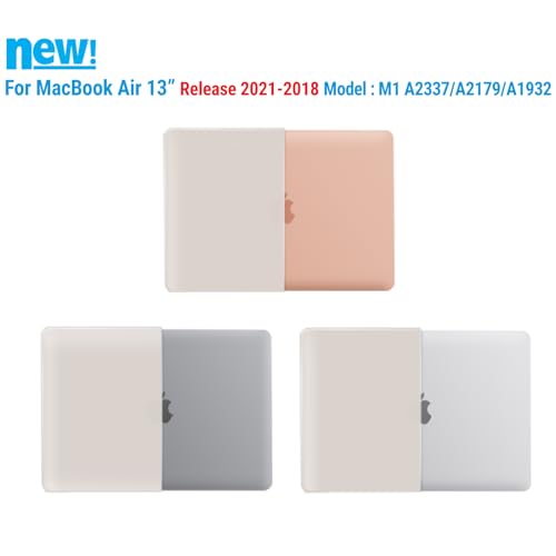 IBENZER Compatible with New MacBook Air 13 inch case 2022 2021 2020 M1 A2337 A2179 A1932, Hard Shell Case&Keyboard Cover&Screen Film for Mac Air 13 with Touch ID (2018-2022), Rocky Gray,AT13RKGY+2 - color: Rocky Gray