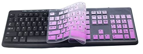Ultra Thin Desktop PC Silicone Clear Keyboard Cover Skin Protector Compatible for Logitech MK295 MK275 MK270 Wireless Keyboard, Logitech K200 K260 K270 MK200 MK260 Keyboard (Gradient Purple) - color: Gradient Purple