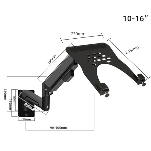 Adjustable Monitor Arm Wall Mount Monitor Arm with Laptop Tray, Aluminum Gas Spring Full Motion Laptop Mount Arm Fits Max 32 inch, 19.8 lbs Screens/ 10-17" Laptop Monitor Arm Mount(White) - color: White