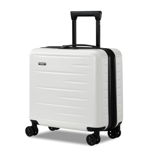 CENSIEN Expandable 16 Inch Carry On Luggage Airline Approved Small Suitcase | Lightweight ABS+PC Hard Shell Suitcases,360° Spinner Wheels,TSA Lock,YKK Zipper,Business Weekender Short Trips,White - color: White, size: 16 Inch EXT