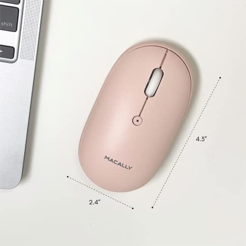 Macally Wireless Bluetooth Mouse - Quiet, Comfortable, Rechargeable for MacBook Air/Pro, Mac, iMac, Apple iPad - Computer Wireless Mouse for Laptop, Windows PC Desktop - Pink - color: Pink