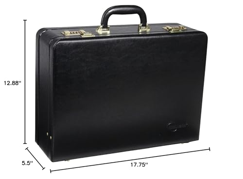HomeStock Seaside Style Large Expandable Faux Leather Attach Case Executive Business Case Featuring Ample Storage And Distinctive Matte Finish, 17.75" L X 12.88" H X 5.5" W Black - color: Black
