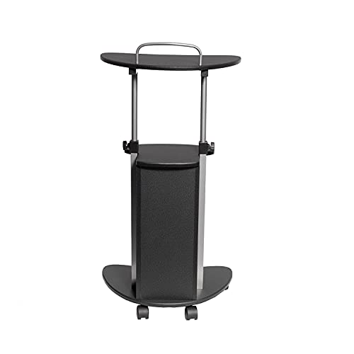 Techni Mobili Sit-to-Stand Rolling Adjustable Height Laptop Cart with Storage, Graphite, 22 x 16 x 46 - color: Black Graphite
