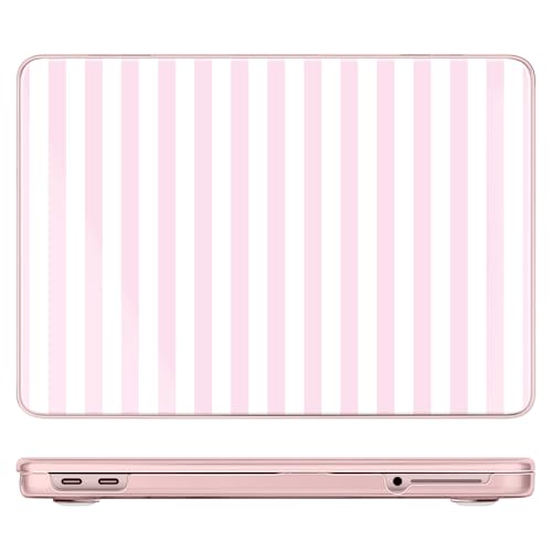 for MacBook Neo 13 Inch Case 2026 (Model A3404, A18 Pro chip), Stylish Pattern Protective Hard Shell with Screen Protector, Keyboard Cover & USB-C Adapter - Pink & White Stripes - color: Pink White Stripes