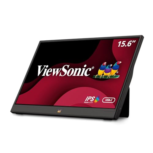 ViewSonic VA1655 15.6 Inch 1080p Portable IPS Monitor with Mobile Ergonomics, USB-C, and HDMI for Home and Office (Renewed)