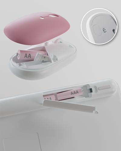 Wireless Keyboard Mouse Combo, mini Quiet Keyboard (Pink White) | 78 Keys Portable Ultra-Thin Keyboard for Laptop, Computer, PC, Notebook, Tablet, Windows, Mac OS - color: PINK WHITE