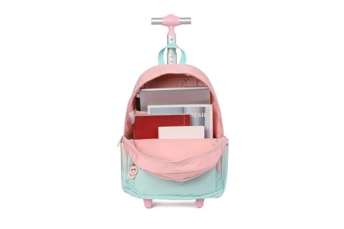 Wheels Kids Backpacks for Large Girls Rolling School Backpack with lunch box(DROPS BLUE) - color: Drops Blue