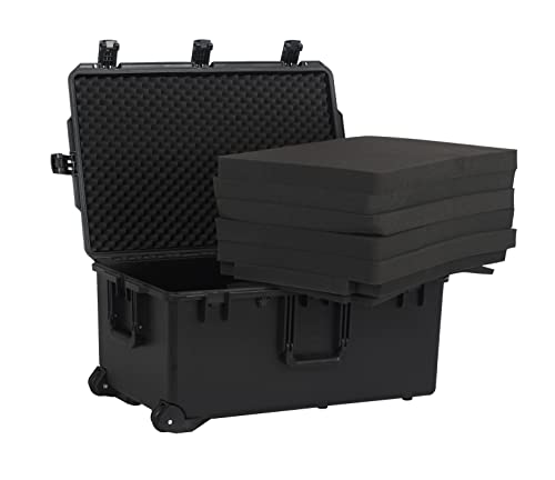 MEIJIA Premium Waterproof Rolling Hard Camera Case,Hard Protective Case with customizable fit foam and wheels,Full Protection with Light&Convenient Design,Elegant Black (31.3"X20.3"X15.5") - size: 31.3"X20.3"X15.5"