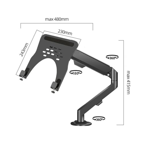 Laptop Arm Mount for Desk Holds 4.4-19.8Lbs, 2 in 1 Adjustable Gas Spring Arm Single Monitor Desk Mount with Tray for 17"-30" Screens Or 10"-16" Laptops Desk Accessories-White - color: White