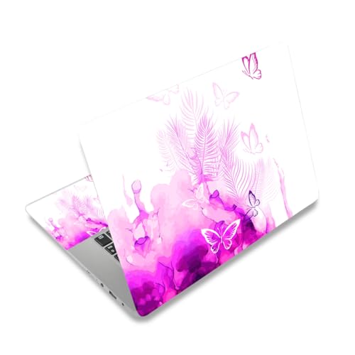 Laptop Skin Sticker Decal 12 .1 13 13.3 14 15 15.4 15.6 inch Personalized Universal Notebook Vinyl Skin Stickers Cover Art Decal Computer Protector (Pink Butterfly) - color: Pink Butterfly