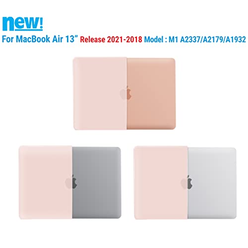 IBENZER Compatible with New MacBook Air 13 inch Case 2022 2021 2020 M1 A2337 A2179 A1932, Plastic Hard Shell Case with Keyboard Cover for Mac Retina Display with Touch ID, Sakura Pink, AT13SKPK+1 - color: Sakura Pink