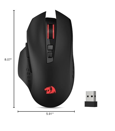 Redragon M656 Wireless Gaming Mouse, 4000 DPI & Programmable | 5 DPI Levels, 7 Macro Buttons, Red LED Backlit & Pro Software/Drive Supported, for PC/Mac/Laptop - style: 2.4G Wireless
