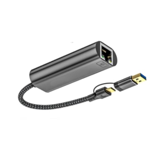 USB C to Ethernet Adapter USB+Type C to RJ45 2.5Gbps Gigabit Ethernet Networking Adapter Dongle Converters for PC Laptop