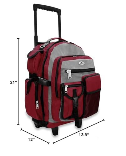 Everest 5045 Deluxe Wheeled Backpack, Burgundy, One Size - color: Burgundy