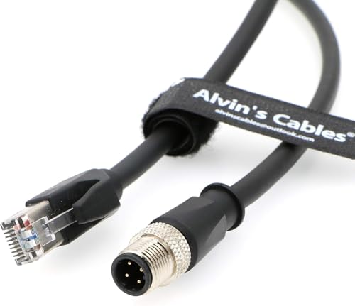 Alvin's Cables M12 D-Code 4 Pin Male to RJ45 Ethernet Cable High-Flex for Industrial Camera Sensor, Automation Application 65.6ft/20m Green - color: Black, size: 65.6ft/20M