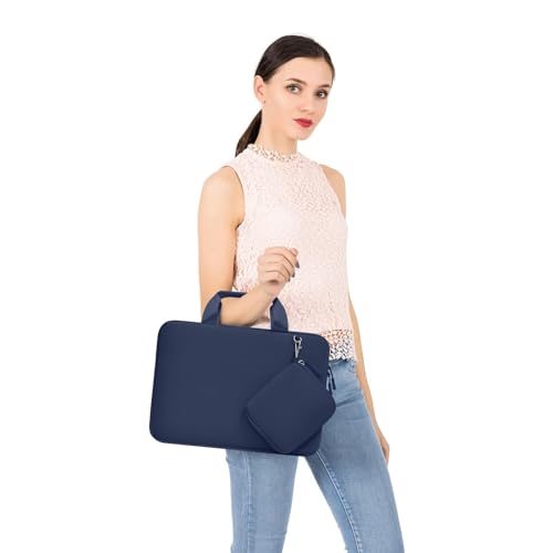 MOSISO Laptop Case 13.3 inch, 13-13.3 inch Laptop Sleeve Bag Compatible with MacBook Air/Pro 13 / Pro 14, HP Dell ASUS, Neoprene Carrying Computer Bag with Handle&Detachable Small Case, Navy Blue - color: Navy Blue, size: 13.3 inch